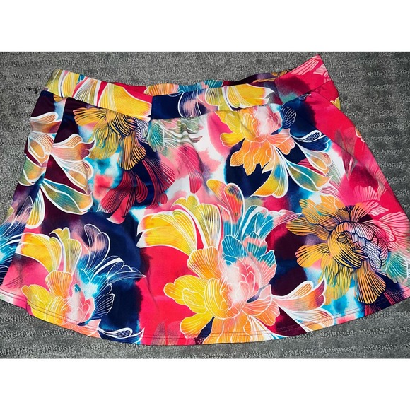 Miraclesuit x Talbots colorful Tropical Tankini botton skort. size 14 - Picture 3 of 7